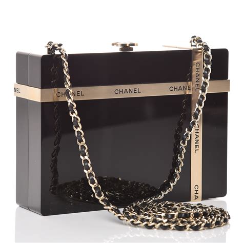 CHANEL Plexiglass Gift Box Clutch Black 